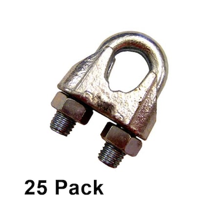 Us Cargo Control 1/8 Zinc Plated Malleable Wire Rope Clip, PK25 MWRC18-25PK
